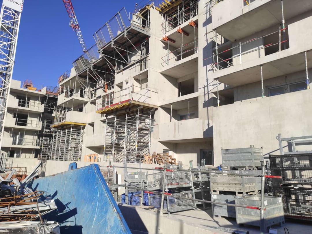 Chantier pieuvre électrique immeuble d'habitation Montpelier